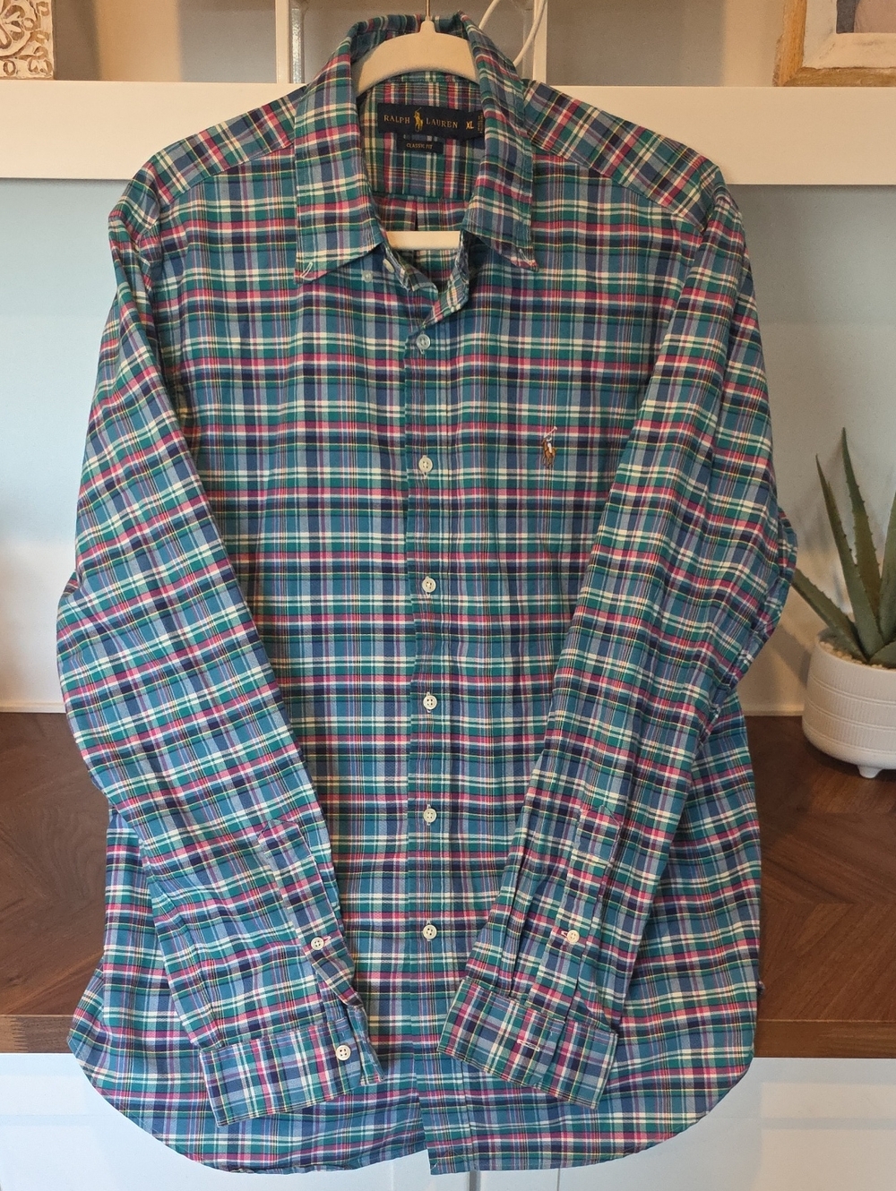 Ralph Lauren Blue & Green Plaid Cotton Button-Down Shirt